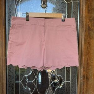 LOFT High Waist Pink Scalloped Shorts